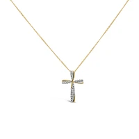 Cross Pendant with .13 Carat TW of Diamonds in 10kt Yellow Gold with Chain