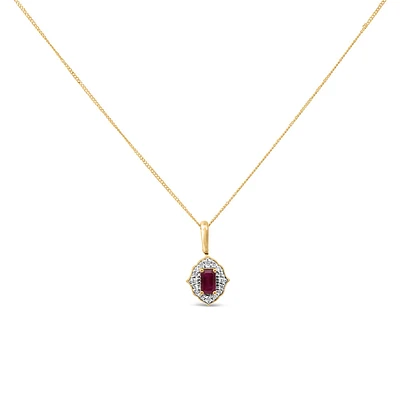 5X3MM Elara Pendant with Ruby and .09 Carat TW of Diamonds in 10kt Yellow Gold