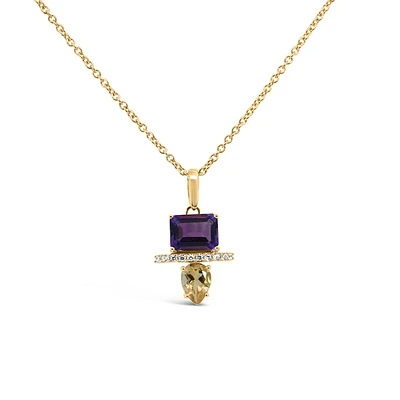 Pendant with Amethyst, Cubic Zirconia & Citrine Gold Plated Sterling Silver