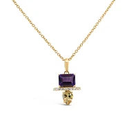 Pendant with Amethyst, Cubic Zirconia & Citrine in Gold Plated Sterling Silver