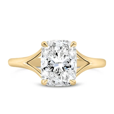 Elongated Cushion Cut Engagement Ring with 2.50 Carat TW Lab Created Diamond 14kt Yellow Gold