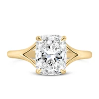 Elongated Cushion Cut Engagement Ring with 2.50 Carat TW Lab Created Diamond in 14kt Yellow Gold