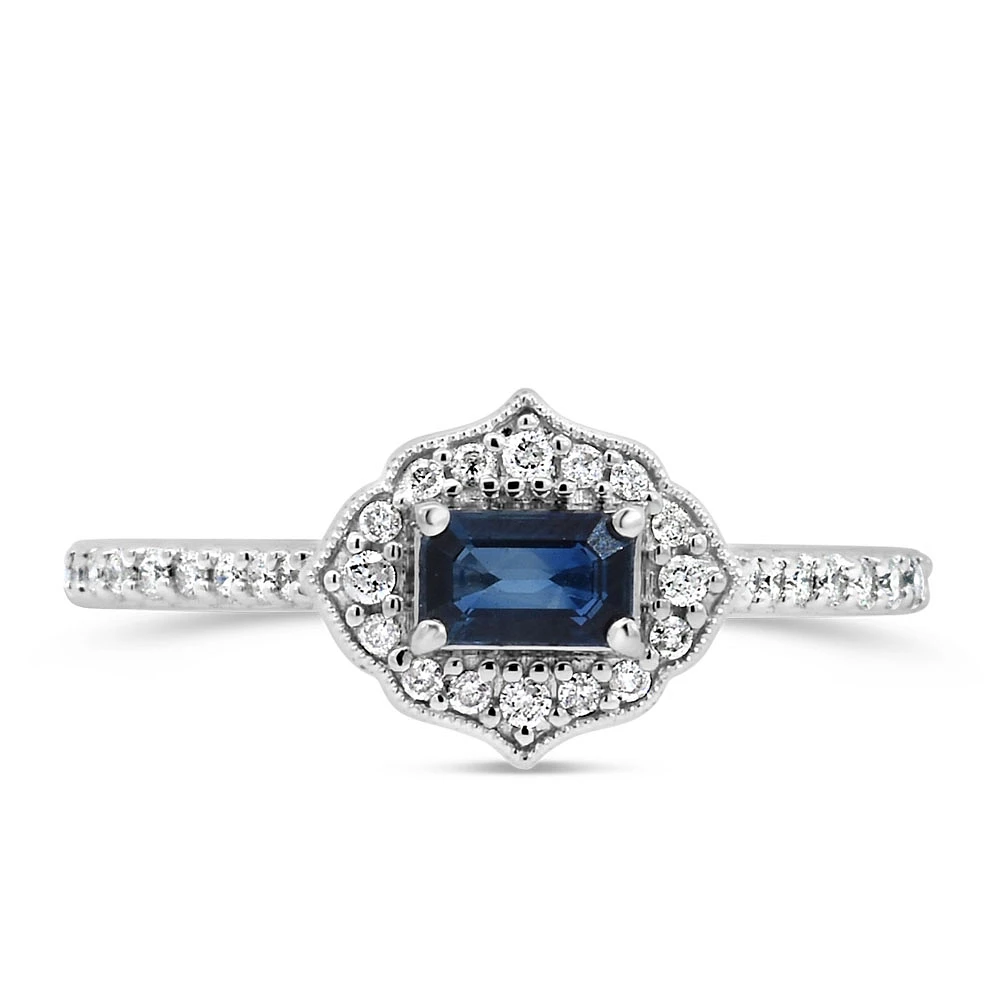 5X3MM Elara Ring and .20 Carat TW of Diamonds and Blue Sapphire in 10kt White Gold