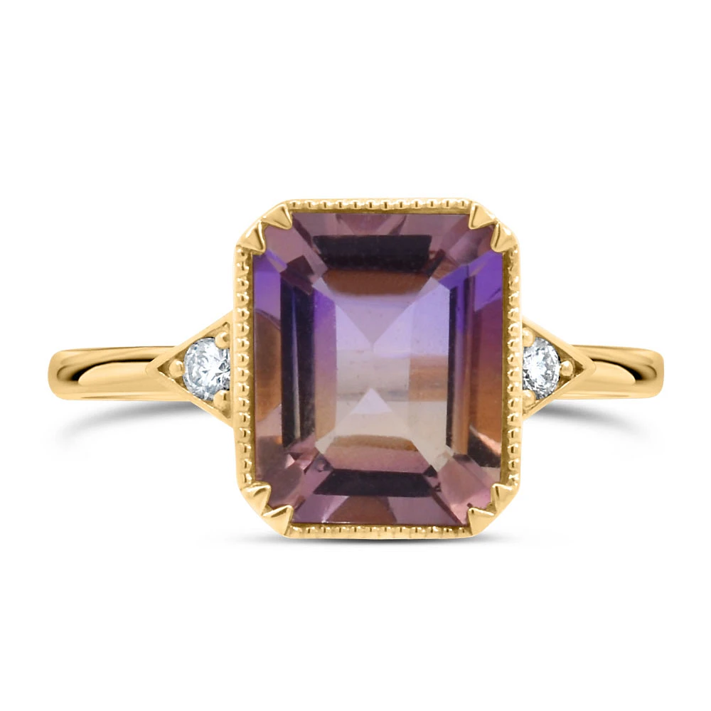 Ring with .06 Carat TW of Diamonds and Ametrine 14kt Yellow Gold