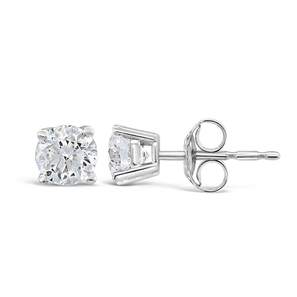 Classic Solitaire Stud Earrings with .80 Carat TW of Lab Created Diamonds 10kt White Gold