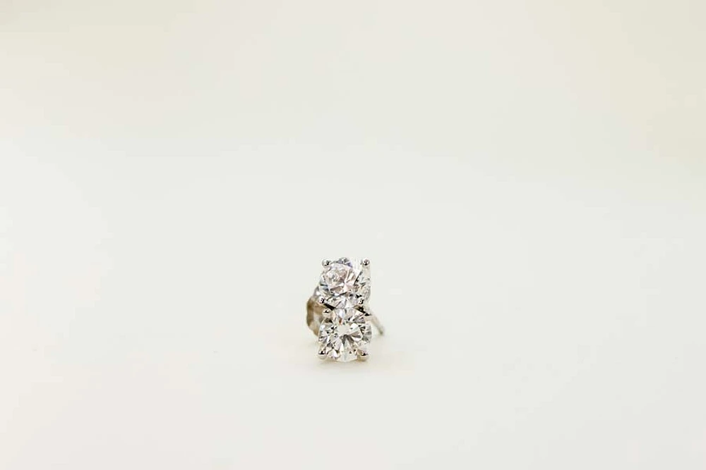 Classic Solitaire Stud Earrings with .80 Carat TW of Lab Created Diamonds 10kt White Gold