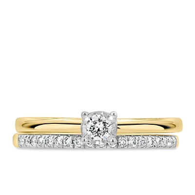 Engagement Ring Set with .25 Carat TW of Diamonds 10kt Yellow Gold