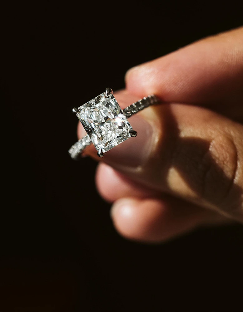 Radiant Engagement Ring with 4.46 Carat TW of Lab Created Diamonds in 14kt White Gold