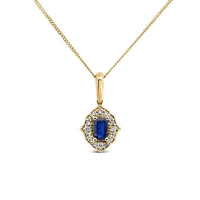 5X3MM Elara Pendant with Blue Sapphire and .09 Carat TW of Diamonds in 10kt Yellow Gold