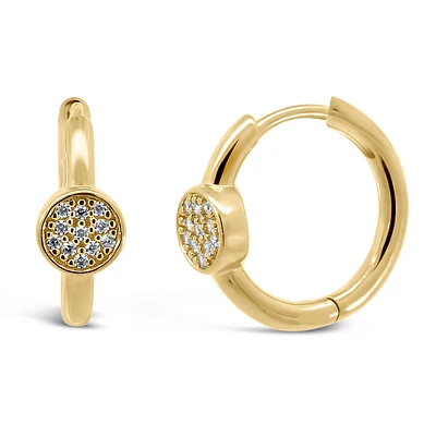 15MM Hoop Earrings with Cubic Zirconia in Gold Plated Sterling Silver