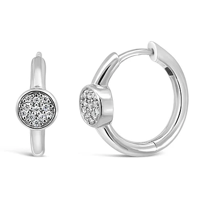 15MM Hoop Earrings with Cubic Zirconia Sterling Silver