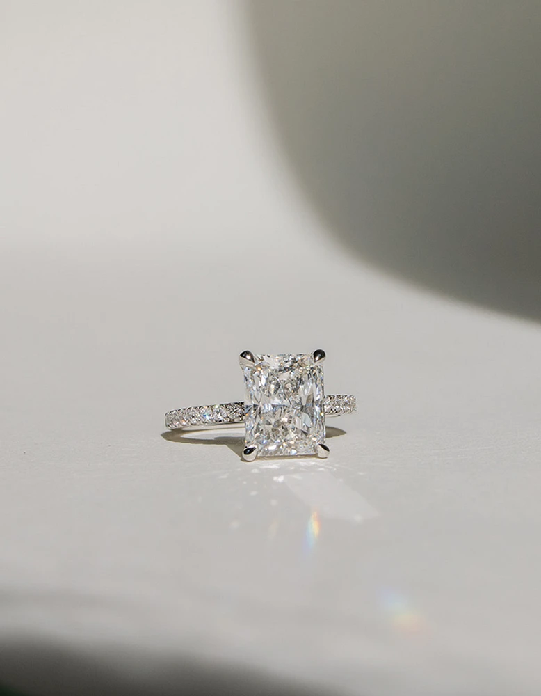 Radiant Engagement Ring with 4.46 Carat TW of Lab Created Diamonds in 14kt White Gold