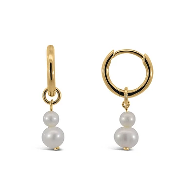 Dangle Earrings with Pearl in Gold Plated Sterling Silver