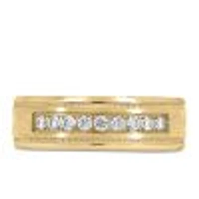 7MM Comfort Fit Milgrain Wedding Band with .31 Carat TW of Diamonds Yellow Gold