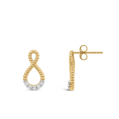 Infinity Earrings with .16 Carat TW of Diamonds in 10kt Yellow Gold