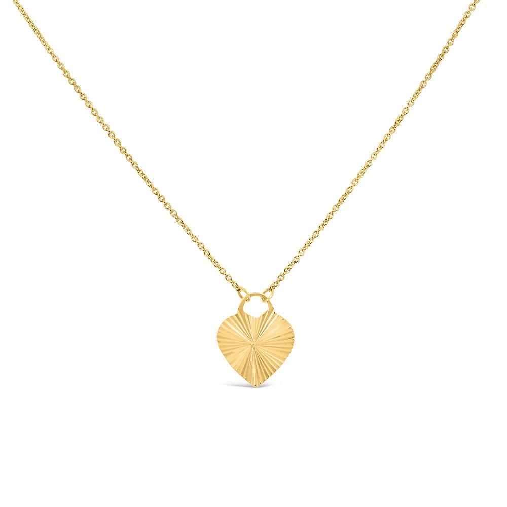 17.5″ Textured Heart Necklace in Gold Vermeil Sterling Silver