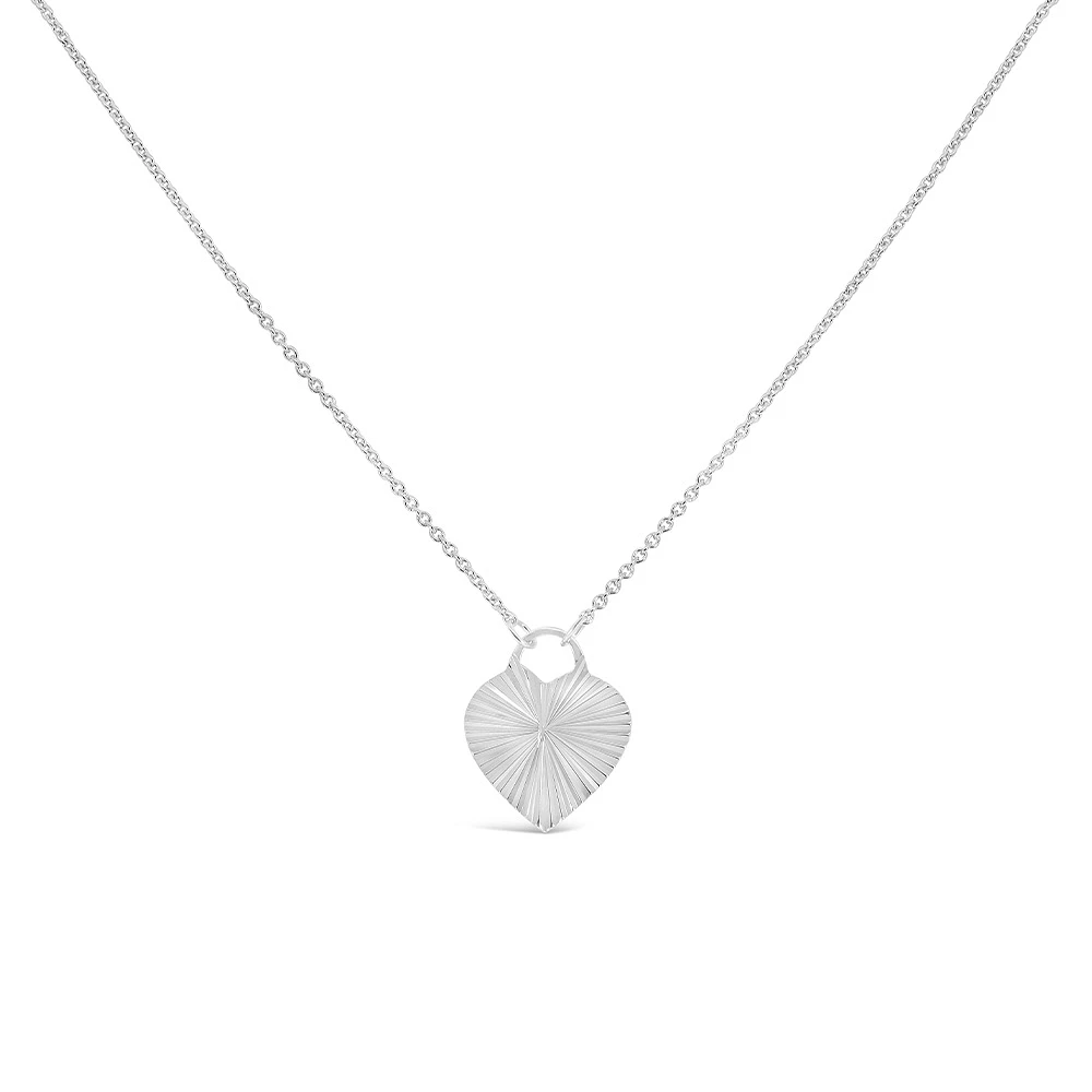 17.5″ Textured Heart Necklace in Sterling Silver