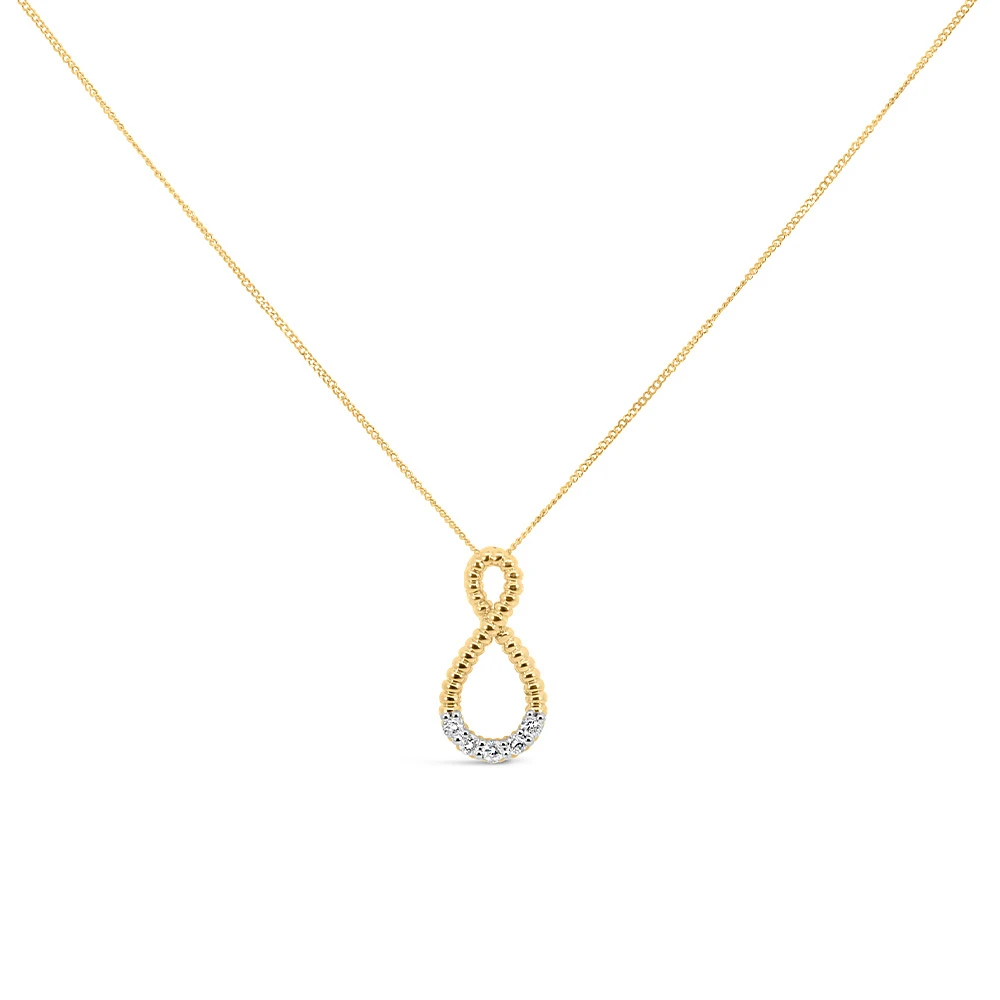 Infinity Pendant with .09 Carat TW of Diamonds in 10kt Yellow Gold with Chain