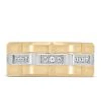 9MM Brick Motif Comfort Fit Wedding Band with .27 Carat TW of Diamonds White and Yellow Gold