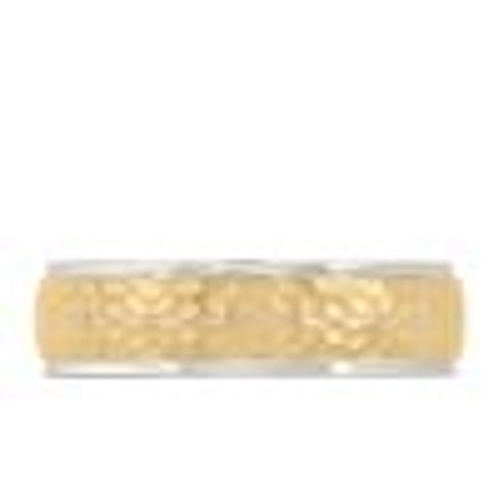 6MM Hammer Finish Comfort Fit Wedding Band White Gold