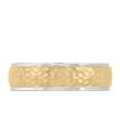 6MM Hammer Finish Comfort Fit Wedding Band White Gold