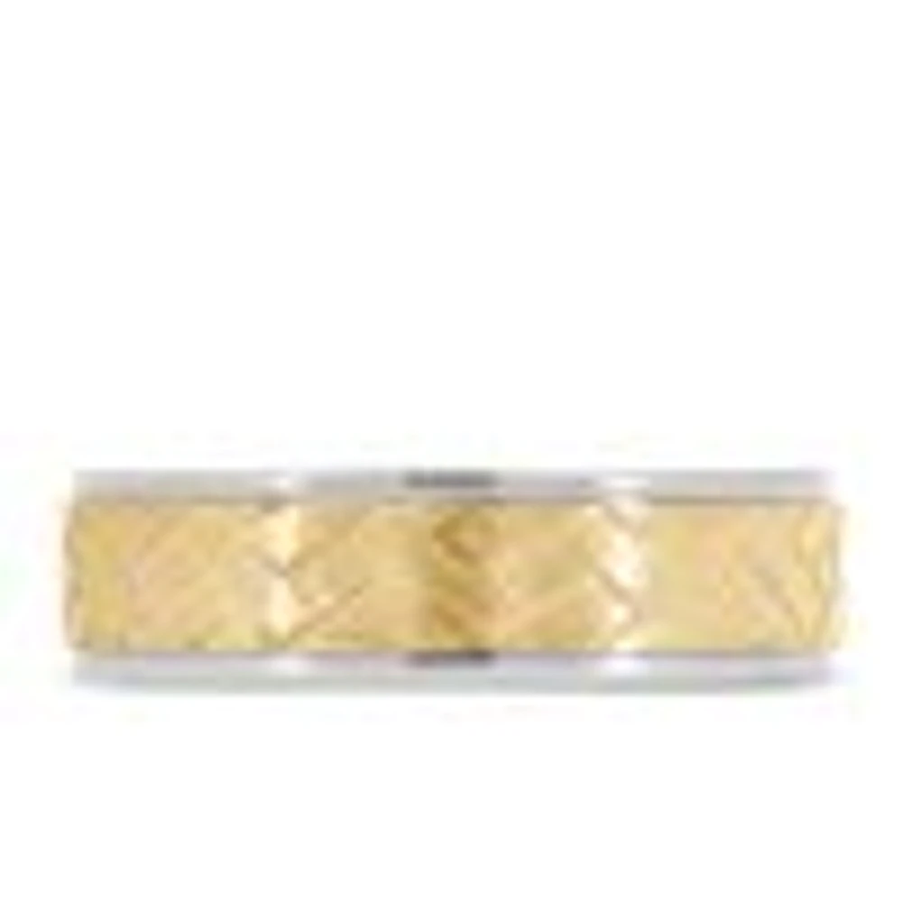 6MM Comfort Fit Wedding Band White and Yellow Gold