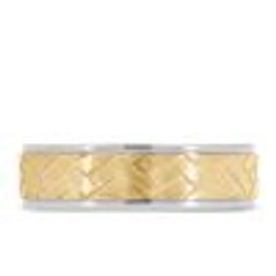 6MM Comfort Fit Wedding Band White and Yellow Gold