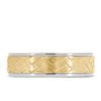 6MM Comfort Fit Wedding Band White and Yellow Gold