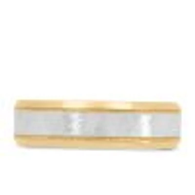 6MM Brushed Finish Comfort Fit Wedding Band White and Yellow Gold