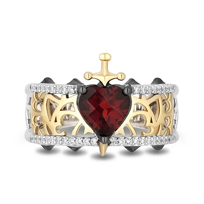 Enchanted Disney Snow White Ring with Garnet and .15 Carat TW of Diamonds in Gold Plated Sterling Silver