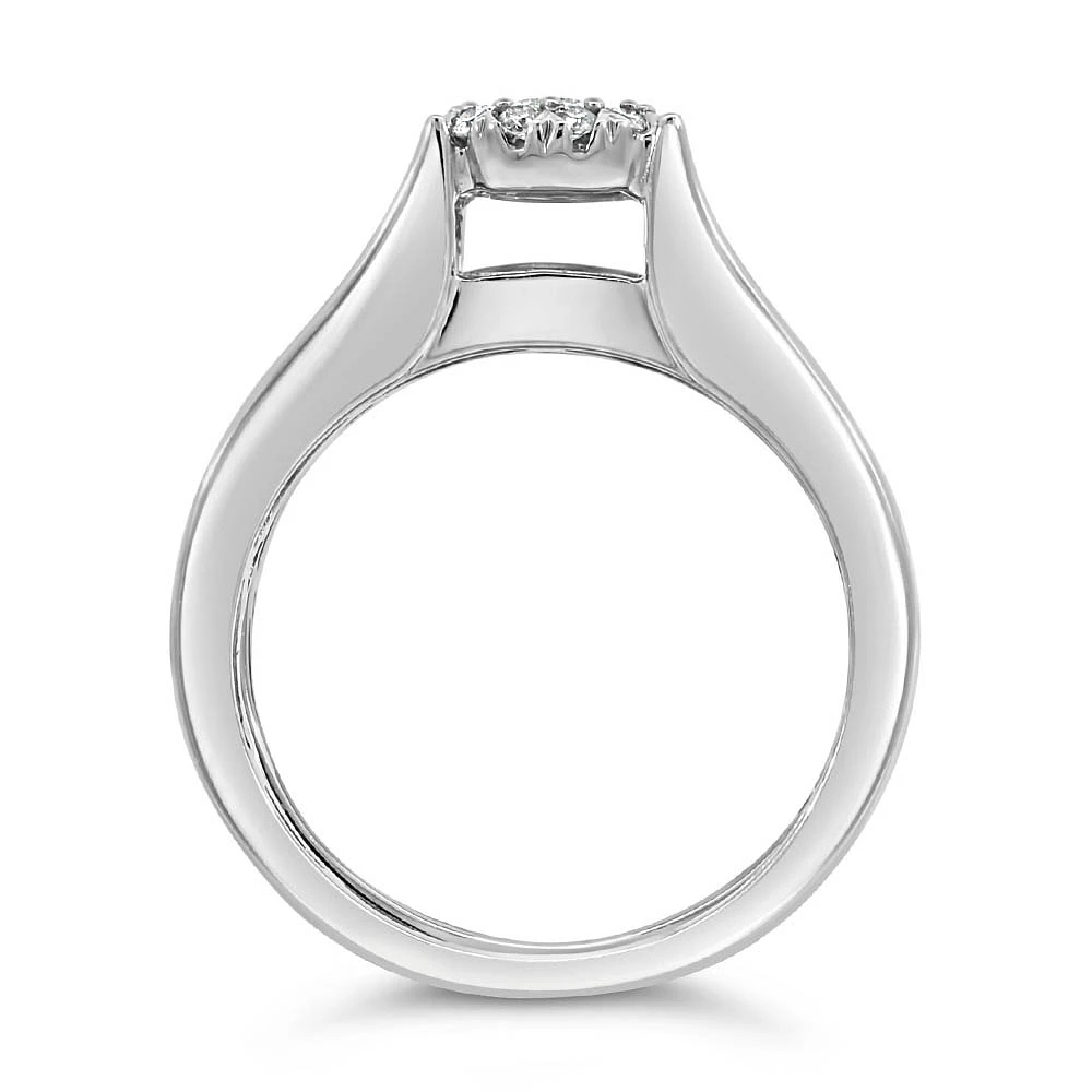 Halo Engagement Ring Set with Carat TW of Diamonds in 14kt White Gold