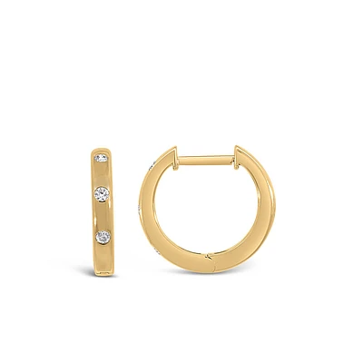 Huggie Hoop Earrings with Carat TW of Diamonds in 10kt Yellow Gold