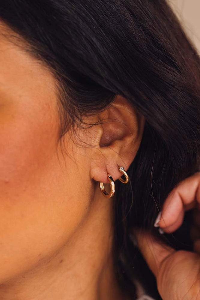 Huggie Hoop Earrings with Carat TW of Diamonds in 10kt Yellow Gold