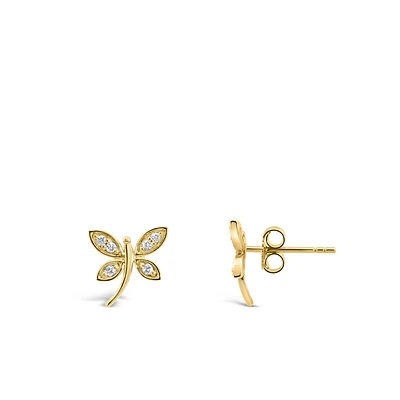 Dragonfly Earrings with .15 Carat TW of Diamonds in 10kt Yellow Gold