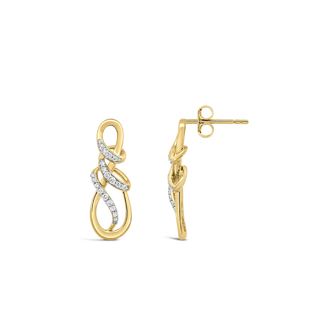 Infinity Earrings with .20 Carat TW of Diamonds in 10kt Yellow Gold