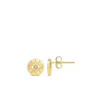 Evil Eye Earrings with .02 Carat TW of Diamonds in 10kt Yellow Gold
