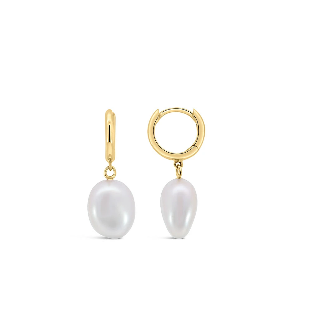 Drop Earrings with Freshwater Pearls in 10kt White Gold