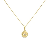 Evil Eye Pendant with .01 Carat Diamond in 10kt Yellow Gold with Chain