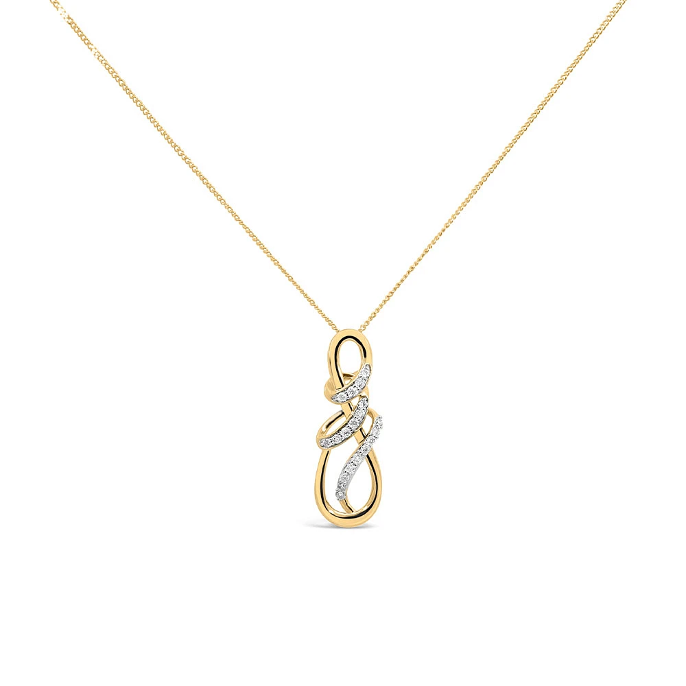 Infinity Pendant with .10 Carat TW of Diamonds in 10kt Yellow Gold with Chain