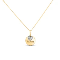 Mom Disc Pendant with .05 Carat TW of Diamonds in 10kt Yellow Gold with Chain