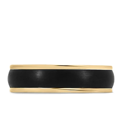 6MM Comfort Fit Carbon Fiber Wedding Band in 14KT Gold