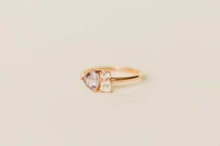 Ring with 6MM Trillion Cut Pink Amethyst, Rose Quartz and Morganite in 14KT Rose Gold