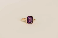 Ring with 10X8MM Emerald Cut Amethyst and .06 Carat TW of Diamonds in 14KT Rose Gold
