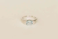 Ring with 8X6MM Emerald Cut Aquamarine in 14KT White Gold
