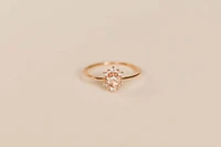 Ring with 4MM Hexagon Morganite and White Topaz in 14KT Rose Gold