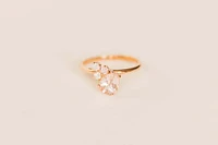 Ring with 8X6MM Pear Shape Morganite and .20 Carat TW of Diamonds in 14KT Rose Gold