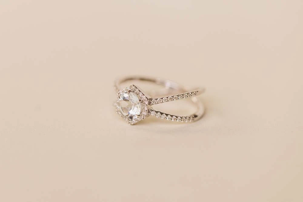 Ring with 6MM Round Aquamarine and .26 Carat TW of Diamonds in 14KT White Gold