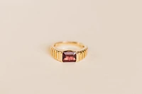 Ring with 8X6MM Emerald Cut Rhodolite Garnet in 14KT Yellow Gold