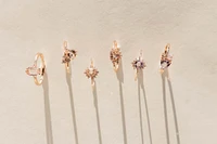 Ring with 4MM Hexagon Morganite and White Topaz in 14KT Rose Gold