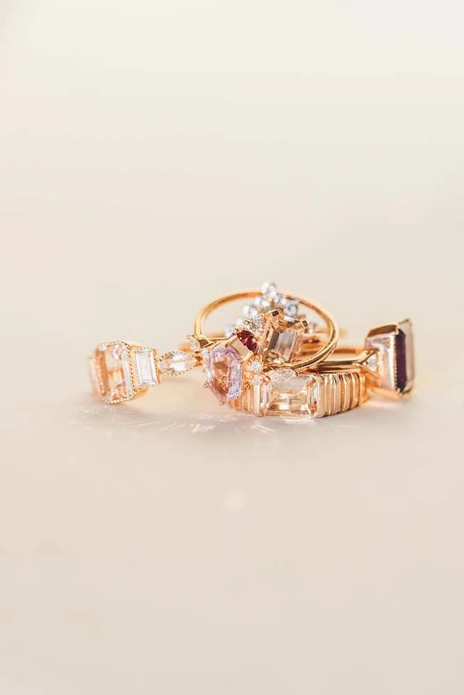 Ring with 8X6MM Emerald Cut Morganite in 14KT Rose Gold